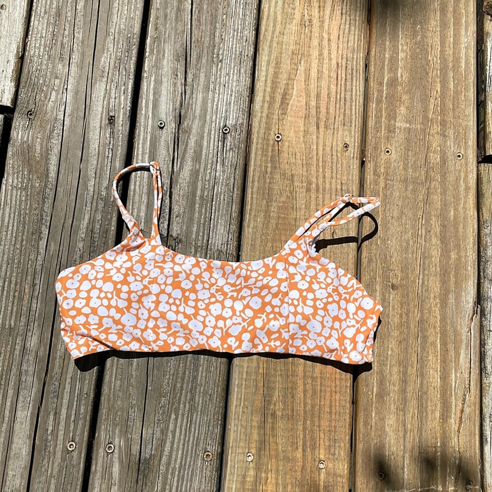 SHEIN Orange & White Bikini Top Medium